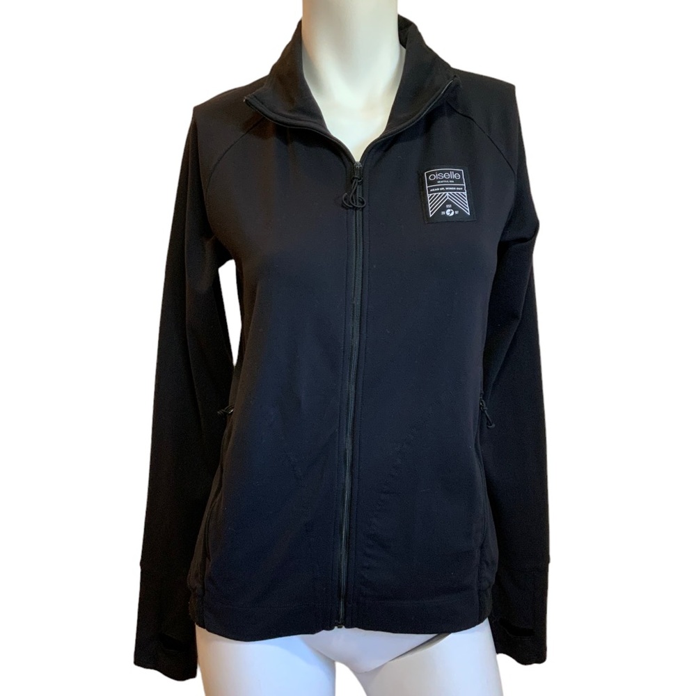 oiselle Black Zip Up Jacket with Zippered Pockets sz 4